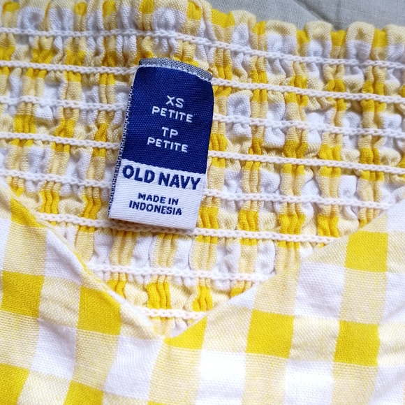 OLD NAVY Puff Sleeve Yellow Gingham Seersucker Mini Dress Fit & Flare XS Petite - Picture 5 of 7